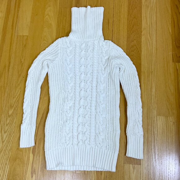 Gap Sweater Turtleneck Cable Knit Tunic Cotton Chunky Knit Ivory 2018 (XS) - Picture 4 of 7